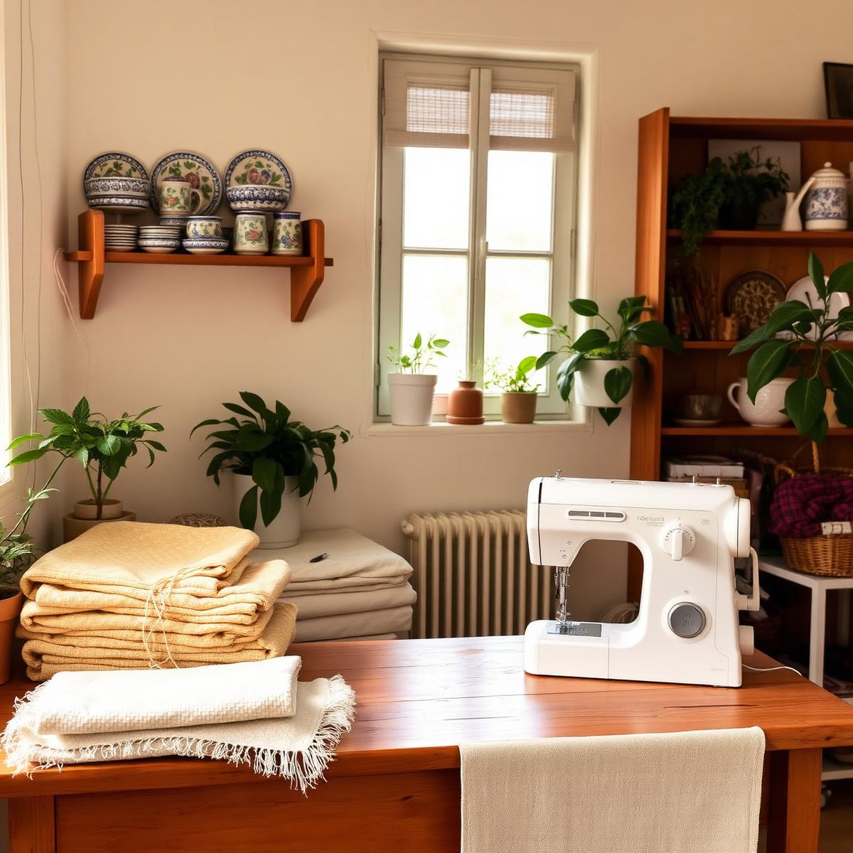 Espaço de atelier com materiais criativos